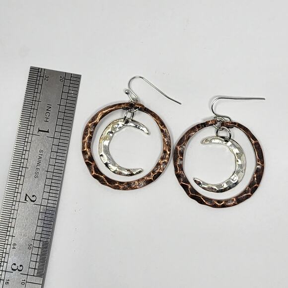 Roman Moon Hammered Boho Earrings - Picture 3 of 4